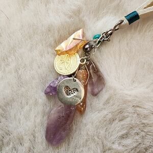 Peyote Bird Free Spritt Leather Multi-Color Amethyst Gemstone Pendant Necklace